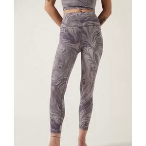 Athleta Transcend Tight Leggings Ankle Length Marble Print Purple Size Medium